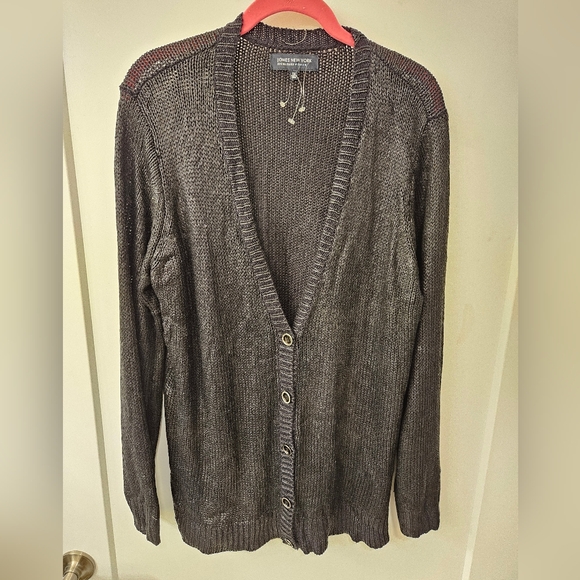 Jones New York Signature Woman Shiny Black Cardigan - NWOT - Size 2XL - Picture 2 of 8